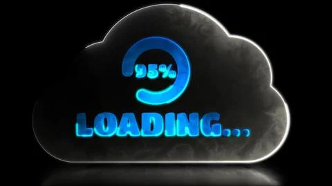 Looping neon glow effect Cloud loading icon, clean energy, black background Stock-Illustration