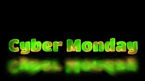 Looping neon glow effect cyber monday word, black background Stock Illustration