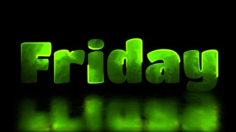 Looping neon glow effect friday word, black background. Stock Illustration