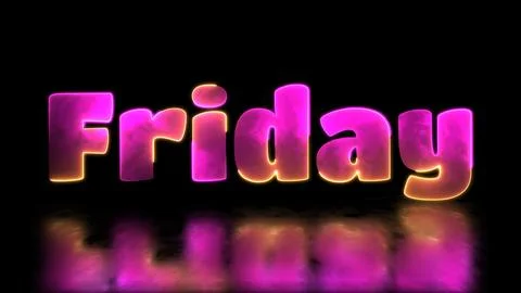 Looping neon glow effect friday word, black background. Stock-Illustration