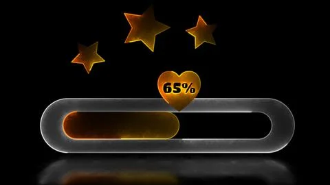 Looping neon glow effect Heart shaped loading icon, black background Stock Illustration