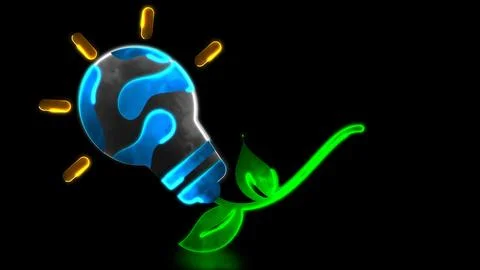 Looping neon glow effect Light bulb energy icon obtained from clean energy,.. Illustrazione stock