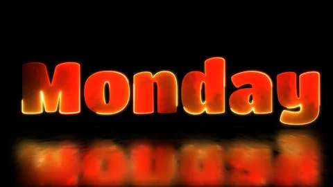 Looping neon glow effect monday word, black background. Stock-Illustration