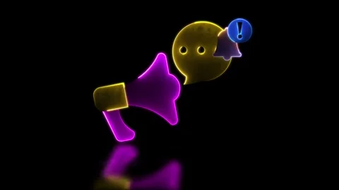 Looping neon glow effect notification message Incoming message, black background Stock Footage 264020628