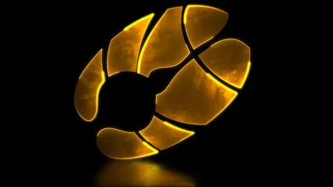 Looping neon glow effect Salmon slice icon, black background Stock Illustration