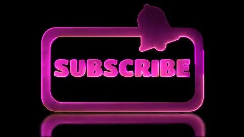 Looping neon glow effect subscribe now icons, black background. Stock Illustration