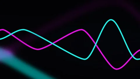Looping Neon Line Animation with Flowing Curved Chart Movement. Stock Footage 286948116