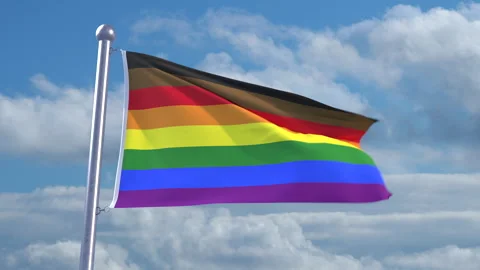 Looping New LGBT Pride Flag on flagpole Stock Footage 290886631