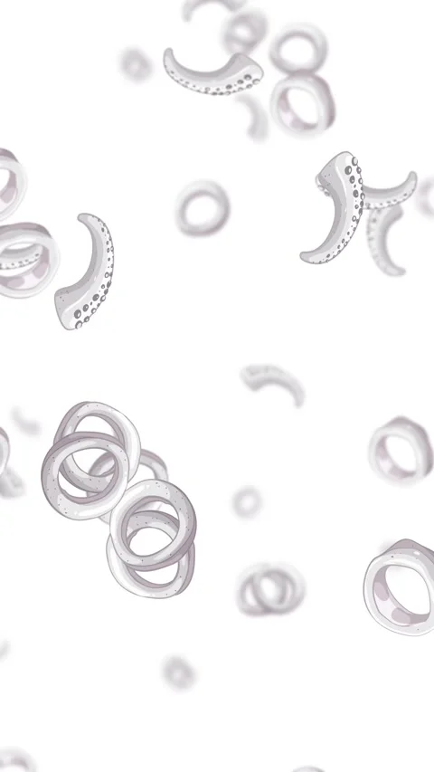 Looping Octopus Tentacle Rings Falling on White Background Stock Footage 326571742