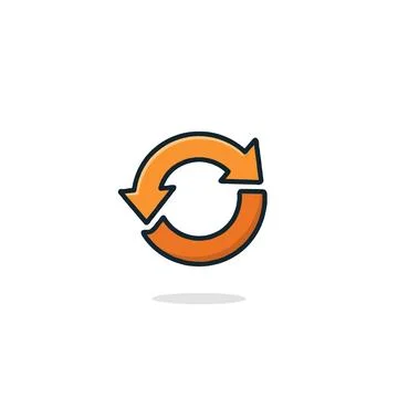 Looping orange arrows creating a circular motion represent process renewal .. Illustrazione stock