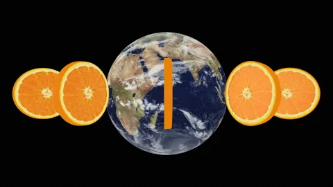 Looping Orange Slices rotation around the world Stock Footage 164553735