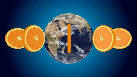 Looping Orange Slices rotation around the world Stock Footage 164553906