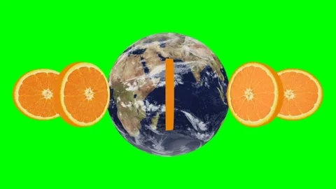 Looping Orange Slices rotation around the world Stock Footage 164554774