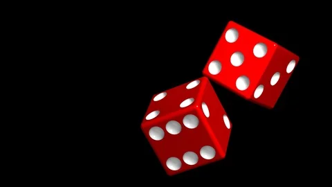 Looping pair of spinning red dice over black background Stock Footage 99134332