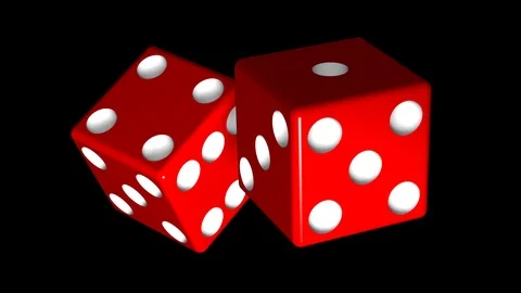Looping pair of spinning red dice close up over black background Stock Footage 99135295