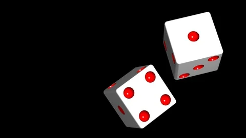 Looping pair of spinning white dice over black background Stock Footage 99134792