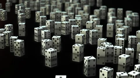 Looping Pan Over Messy Dice on Reflective Surface 库存影片 59592456