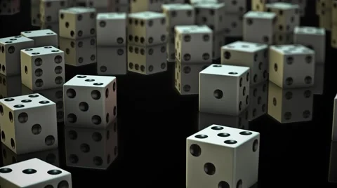 Looping Pan Over Messy Dice on Reflective Surface 库存影片 59592484
