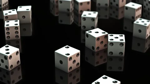 Looping Pan Over Messy Dice on Reflective Surface 库存影片 59592501