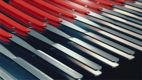 Looping Pan over Open Straight Razors Stock Footage 77584282