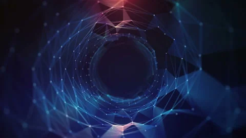 Looping parallax Plexus technological digital Tunnel lines and dots connection Stock Footage 166216882
