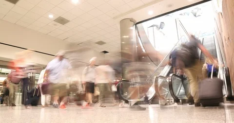 Looping people at train stop and escalator - Time lapse 4k Stock Footage 96446511