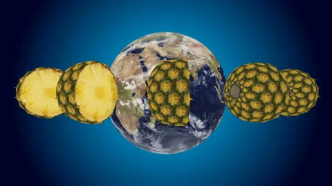 Looping Pineapple rotation around the world Video stock 164555276