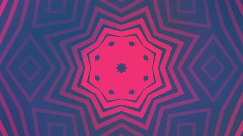 Looping Pink Starburst Kaleidoscope Pattern on Blue Animated Background 库存影片 337599003