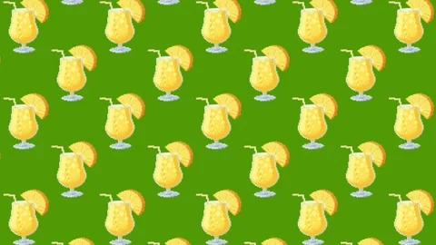 Looping pixel art pattern animation of tropical pineapple cocktail 動画素材 310539764