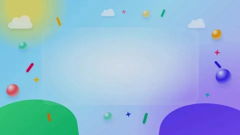 Looping playful pastel background with floating shapes Stock Footage 344145952