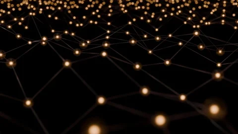 Looping plexus animation, warm round lanterns connected Stock Footage 303062627