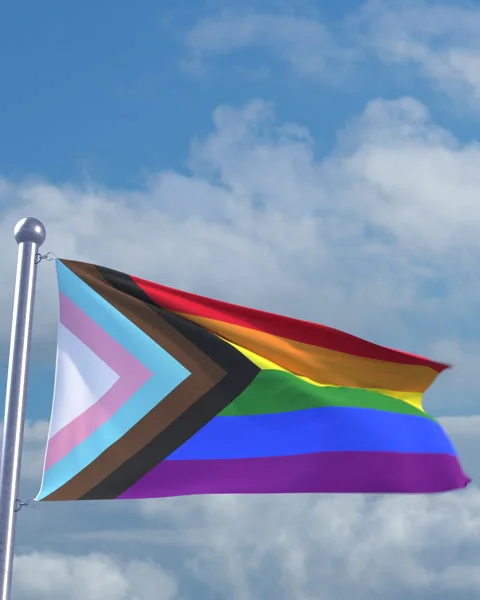 Looping Progress LGBT flag on flagpole 스톡 동영상 290878127