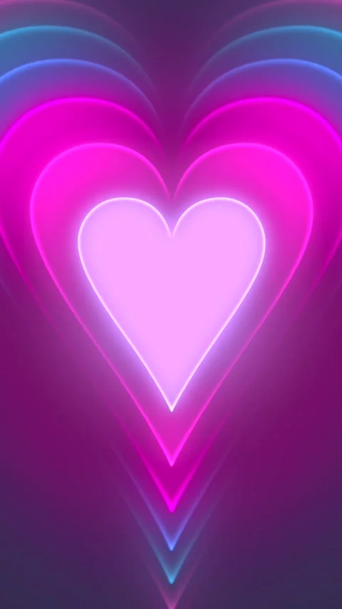 Looping Pulsating Heart Beating Neon Vertical Motion Background Stock Footage 264028344