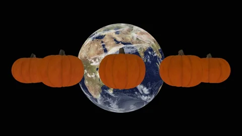 Looping Pumpkin rotation around the world Video stock 164555135