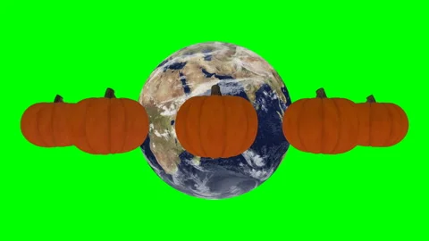 Looping Pumpkin rotation around the world Stock Footage 164556126