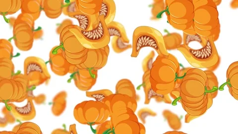 Looping Rain of Cartoon Pumpkins on White Background Vídeo Stock 323681033
