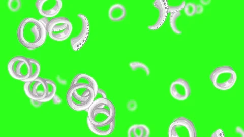 Looping Rain of White Octopus Tentacle Rings on Green Stock Footage 324839039
