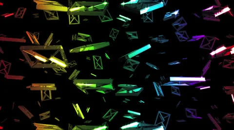 Looping Rainbow E-mail Symbols Falling Stock Footage 22516654