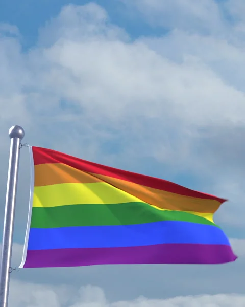 Looping Rainbow flag on flagpole Stock Footage 290878129