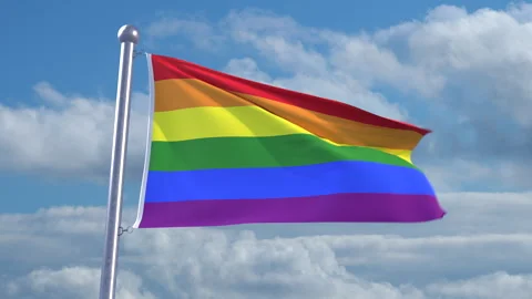 Looping Rainbow flag on flagpole Video stock 290886559