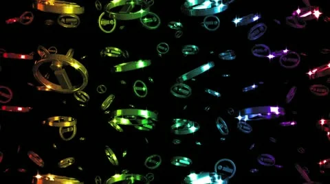 Looping Rainbow Info Symbols Falling Stock Footage 22260583