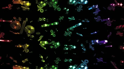 Looping Rainbow Percents Falling Stock Footage 22198118