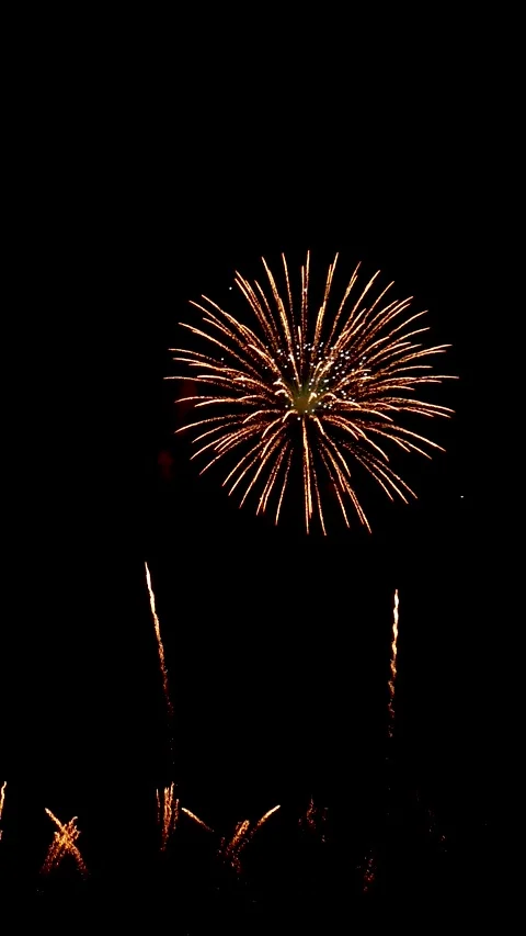 Looping of real fireworks background during new year's eve countdown celebration Stock Footage 256038888