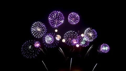 Looping of real fireworks background during new year's eve countdown celebration Video stock 257421253