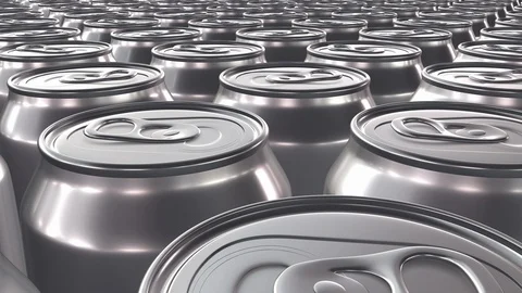 Looping realistic 60 fps 3D animation of the blank aluminum soda cans in UHD 動画素材 107405799