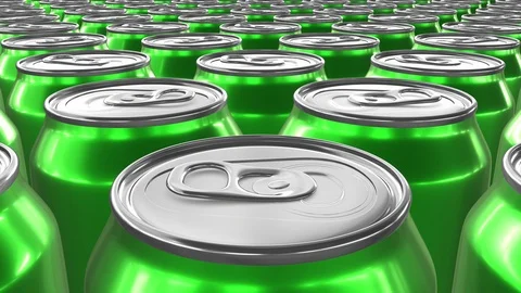 Looping realistic 60 fps 3D animation of the green aluminum soda cans in UHD 動画素材 107503942
