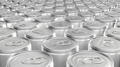 Looping realistic 60 fps 3D animation of the aluminum soda cans in UHD Video stock 107785185
