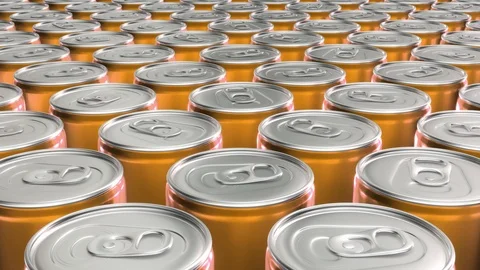 Looping realistic 60 fps 3D animation of the yellow aluminum soda cans in UHD 動画素材 108488966