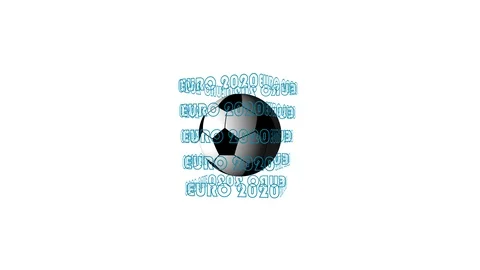 Looping realistic animation of the spinning 3d soccer ball and and blue text Stock Footage 120840171