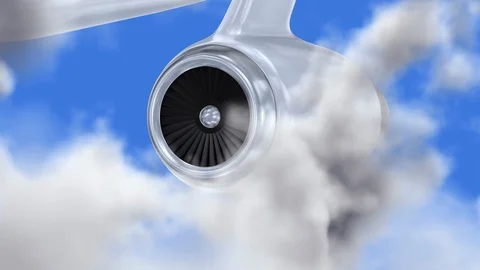 Looping realistic UHD 60 fps animation of the jet engine Stockbeeldmateriaal 107422441
